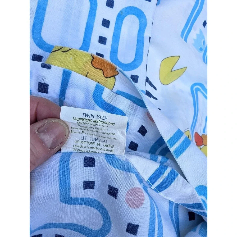 Vintage Pac-Man Dan River Dantrel Flat & Fitted Sheets Arcade 1980s Twin Bally